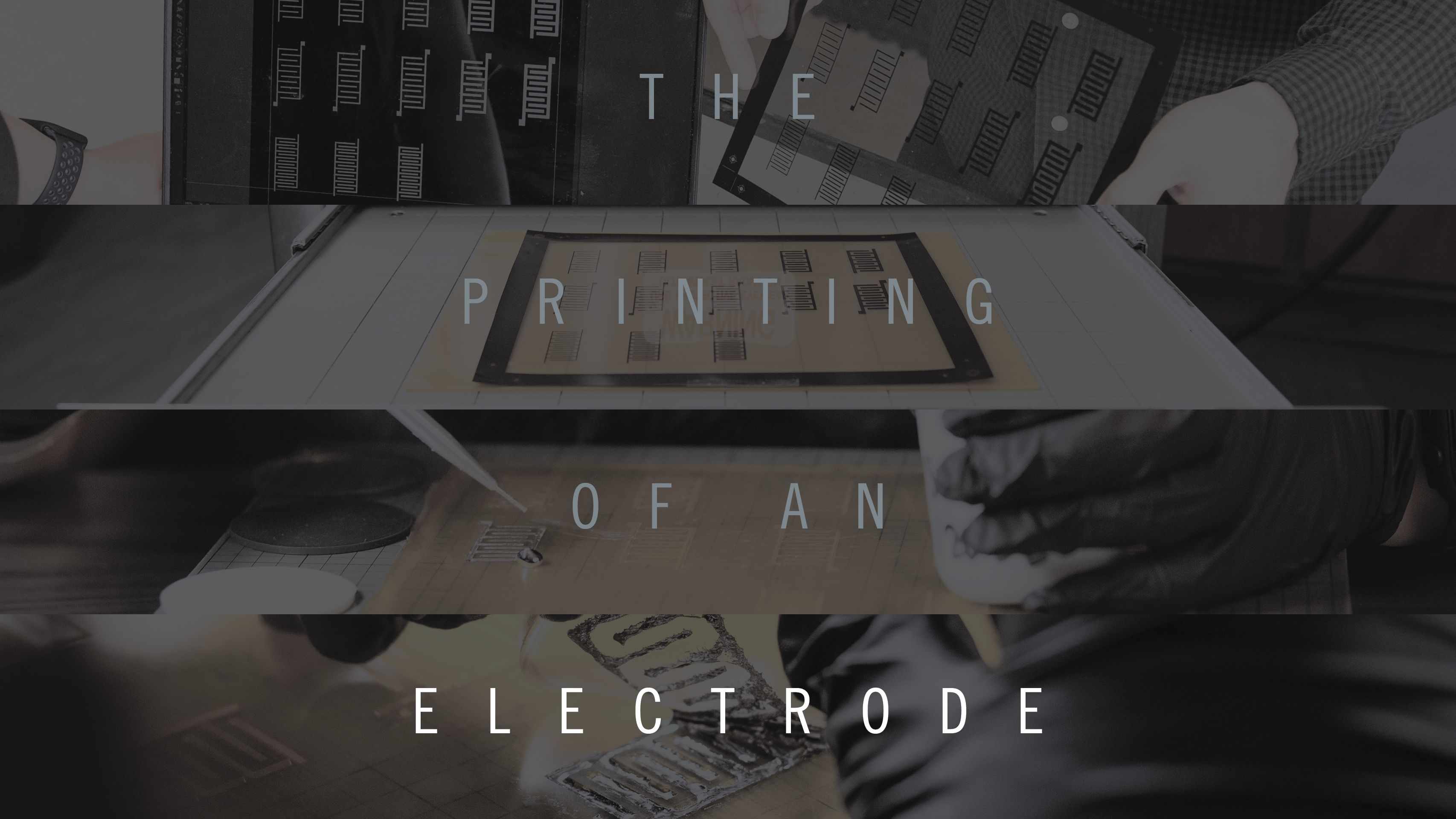 A college showing different phases in the electrode printing process.