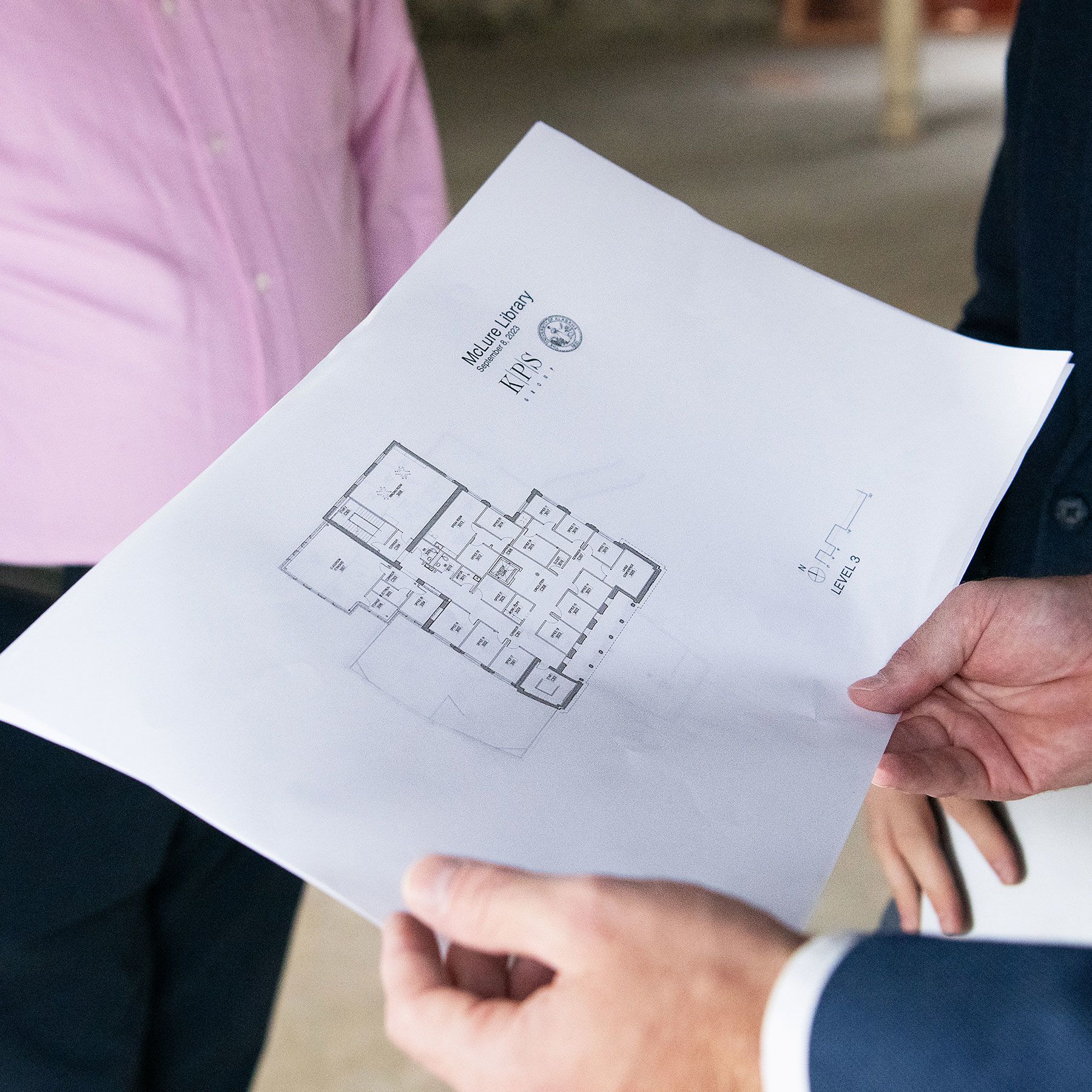 Blueprints of the new McLure Building